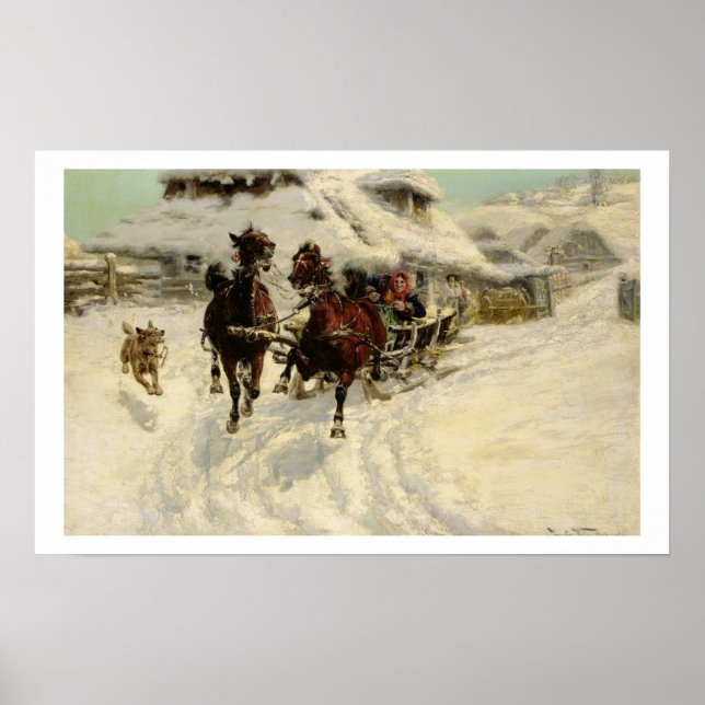 The Sleigh Ride, 1896 (oil on canvas) Poster (Framsidan)
