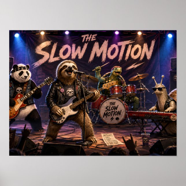 The Slow Motion Roliga Djur Rockband Poste Poster (Framsidan)