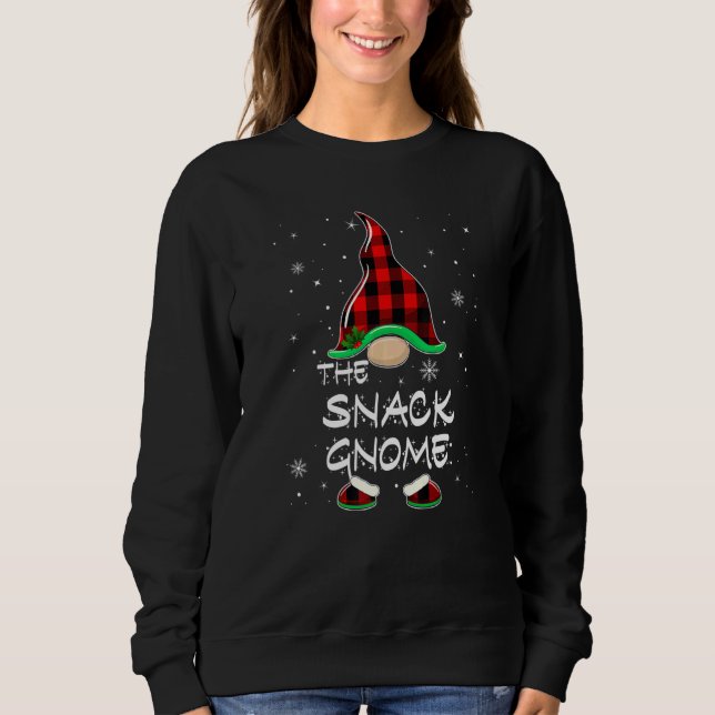 The Snack Gnome Red Buffalo Plaid Christmas Pajama T Shirt (Framsida)