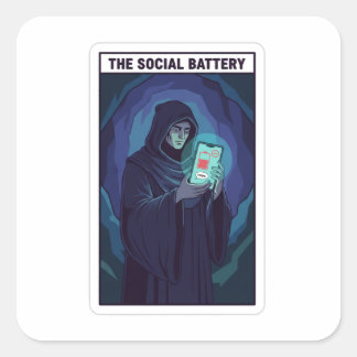 The Social Battery Introvert Humor | Low Energy Fyrkantigt Klistermärke