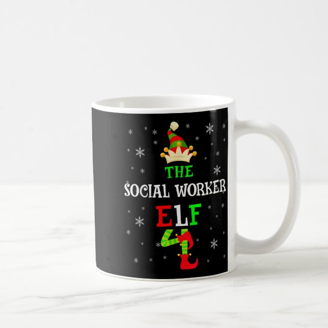 The Social Worker Elf Christmas Elf Matching Famil Kaffemugg (Höger)