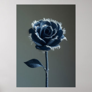 The Solitary Pride of a Reconstructed Denim Rose Poster