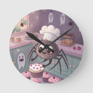 The Spider Baker   Kawaii Halloween-affisch Rund Klocka