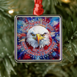 The Spirit Of 1776, 2026 Amerikas röda örnfyrverke Julgransprydnad Metall