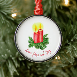 The Spirt of Christmas Advent Candles Peace & Joy Julgransprydnad Metall