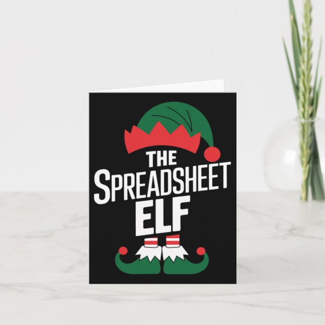 The Spreadsheet Elf Gruppmatchande Familjejul Kort (Framsida)