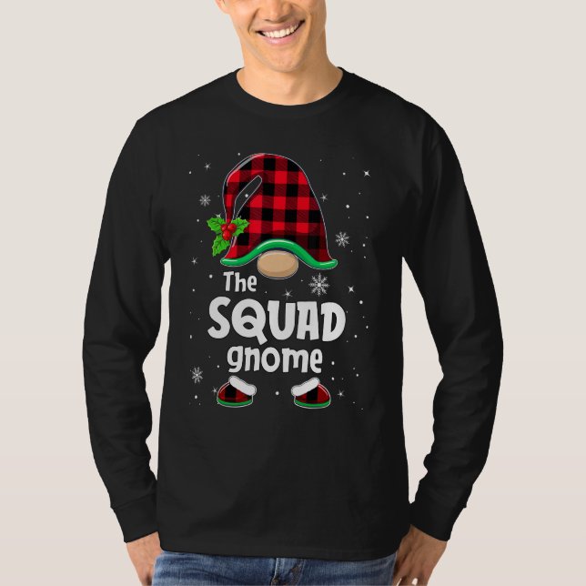 The Squad Gnome Buffalo Plaid Christmas Matching F T Shirt (Framsida)