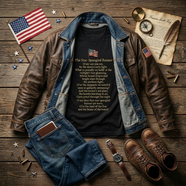 The Star-Spangled Banner Text  T Shirt (Skapare uppladdad)