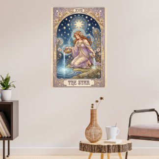The Star Tarot Card Style Mucha Art Nouveau  Poster
