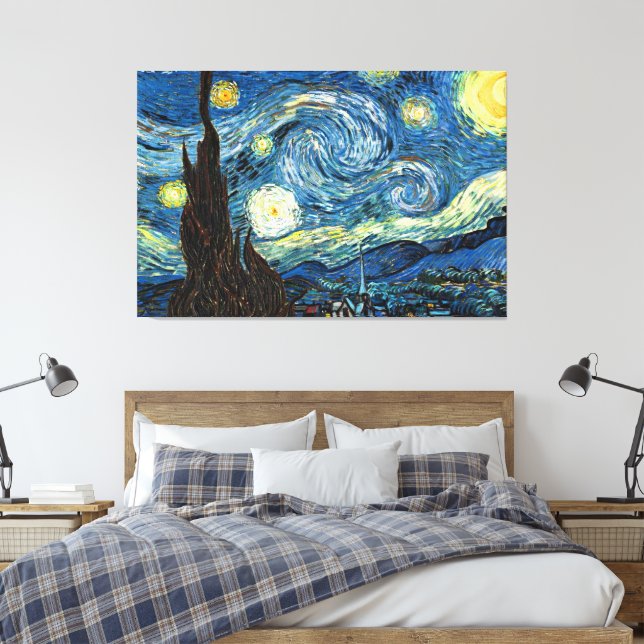 The Starry Night by Vincent Van Gogh Canvastryck (Insitu (sovrum))