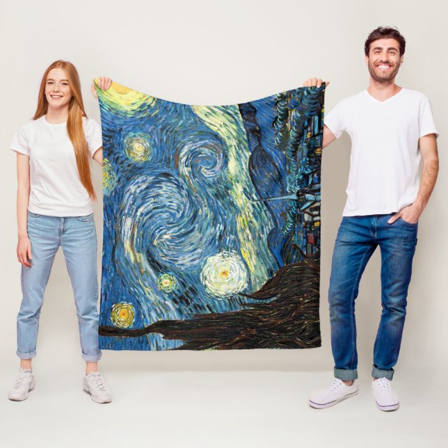The Starry Night by Vincent Van Gogh Fleecefilt (På plats)