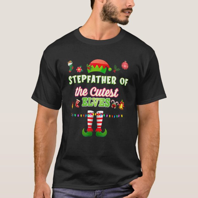 The Stepfather Of The Cutest Elves Christmas Match T Shirt (Framsida)