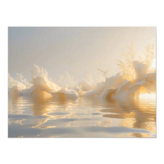 The Still Sun – Serene Golden Horizon Abstract Wal Fototryck (Framsidan)