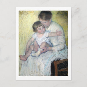 The Stocking, Mary Cassatt Vykort