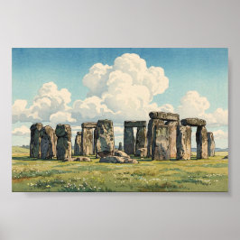 The Stonehenge Japanese Woodblock Print Poster