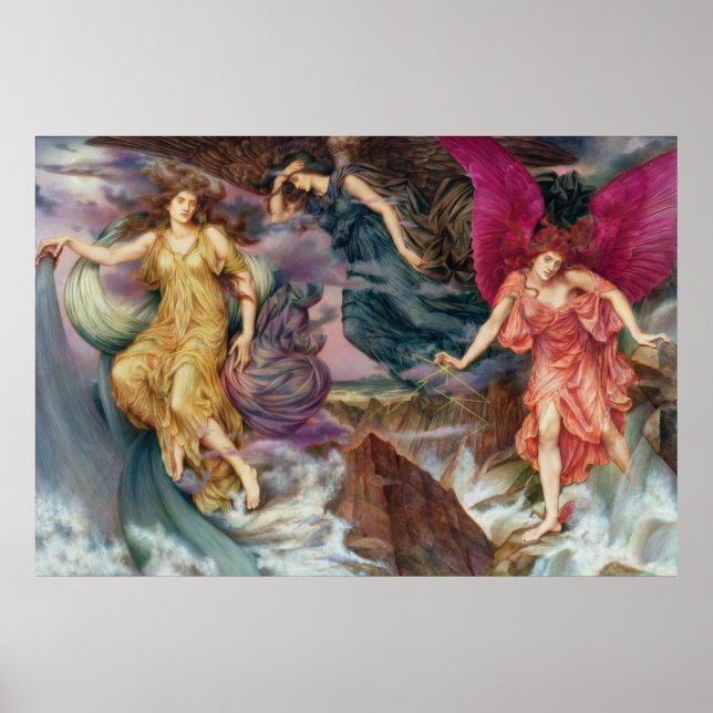 The Storm Spirits by Evelyn De Morgan Poster (Framsidan)