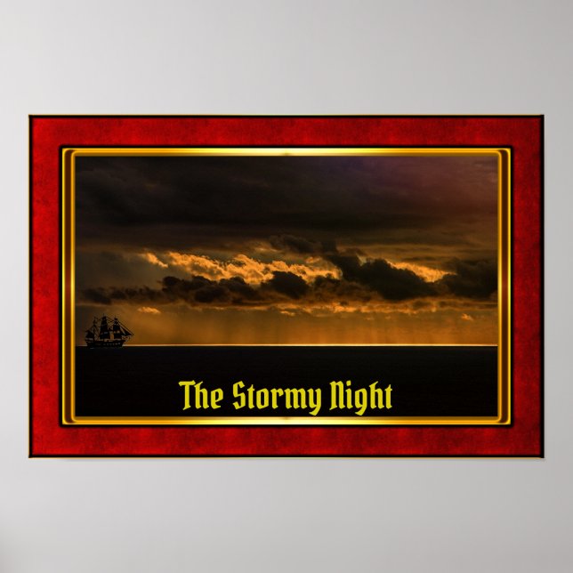 The Stormy Night - Galleon at Sunset Poster (Framsidan)