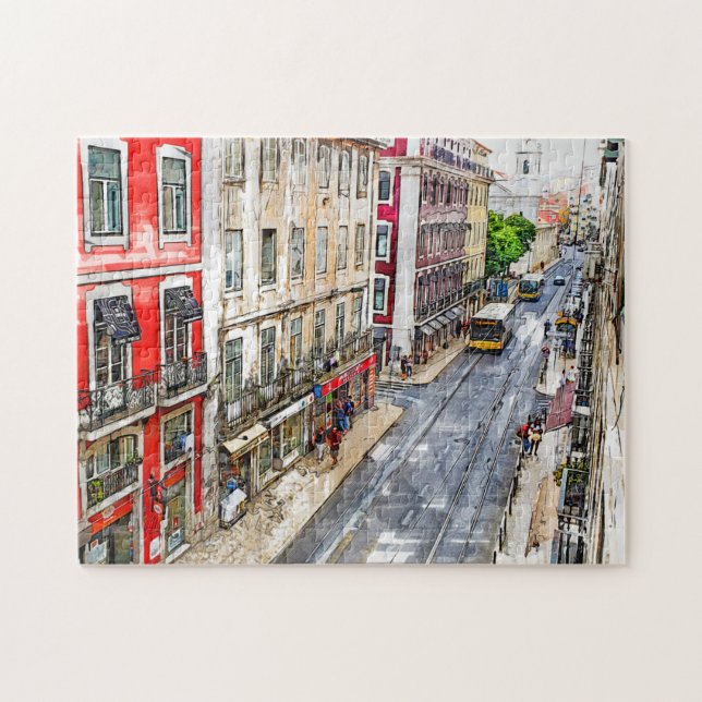 "The Street Portugal Postcard Jigszle Puzzle" Pussel (Horisontell)