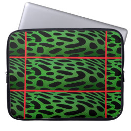 The Striped Green Leopard Computer Electronics Bag Laptop Fodral