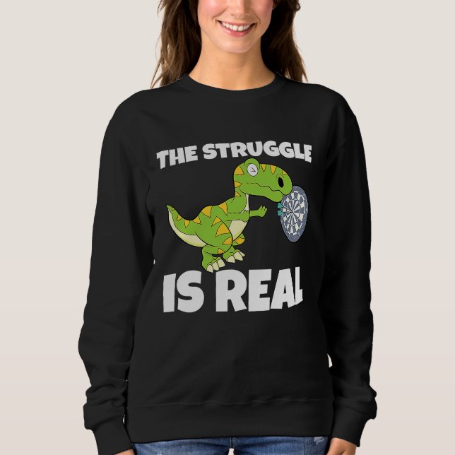 The Struggle Is Real Dartboard Dart Player Dinosau T Shirt (Framsida)