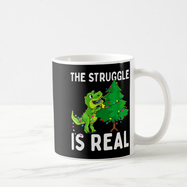 The Struggle Is Real Dinosaur &amp; X-mas Tree Chr Kaffemugg (Höger)
