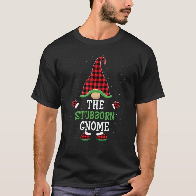 The Stubborn Gnome  Group Matching Christmas Pajam T Shirt (Framsida)