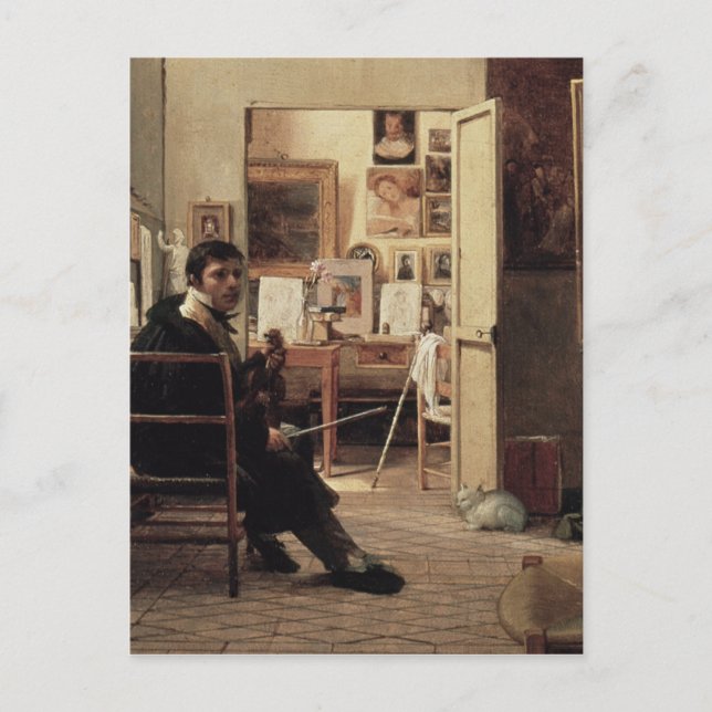 The Studio of Ingres in Rom, 1818 Vykort (Framsida)