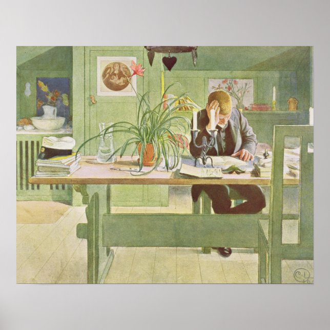 The Study Room, 1908 av Carl Larsson Poster (Framsidan)