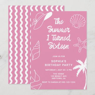The Summer I Turned Sixteen 16th Birthday Party Inbjudningar