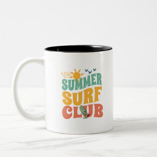 The Summer Surf Club-Beach-Summer-Surf-Funny Två-Tonad Mugg (Vänster)