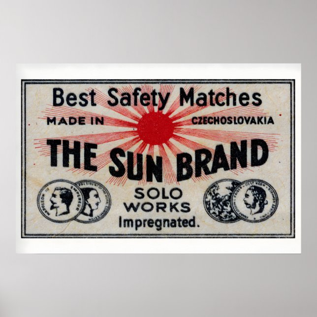 The Sun Brand - Matchbox Print - Tjeckisk Väggkons Poster (Framsidan)