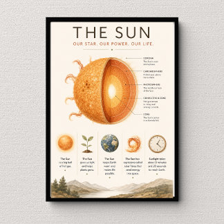 The Sun Educational | Solsystemet Vetenskap Poster