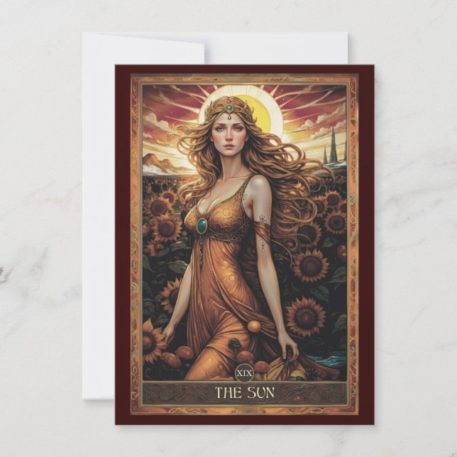 The Sun (Sol) Tarot Art Flat Thank You Card Tack Kort (Framsida)