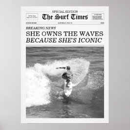 The Surf Times Tidning Hon Äger Vågorna Poster