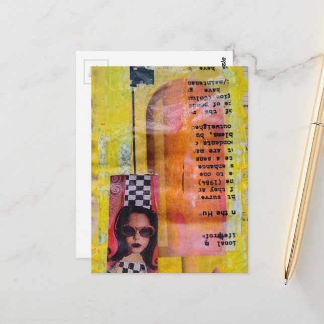 The Sweet Treat Mixed Media Collage Vykort (Fram/Back In Situ)