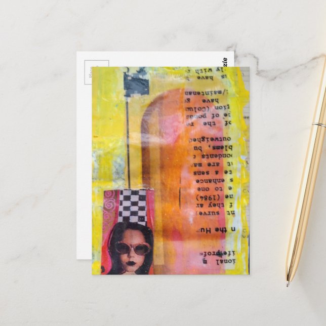 The Sweet Treat Mixed Media Collage Vykort (Fram/Back In Situ)