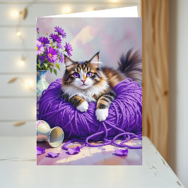 The Sweetest Cat Themed  Birthday Card for Her Kort