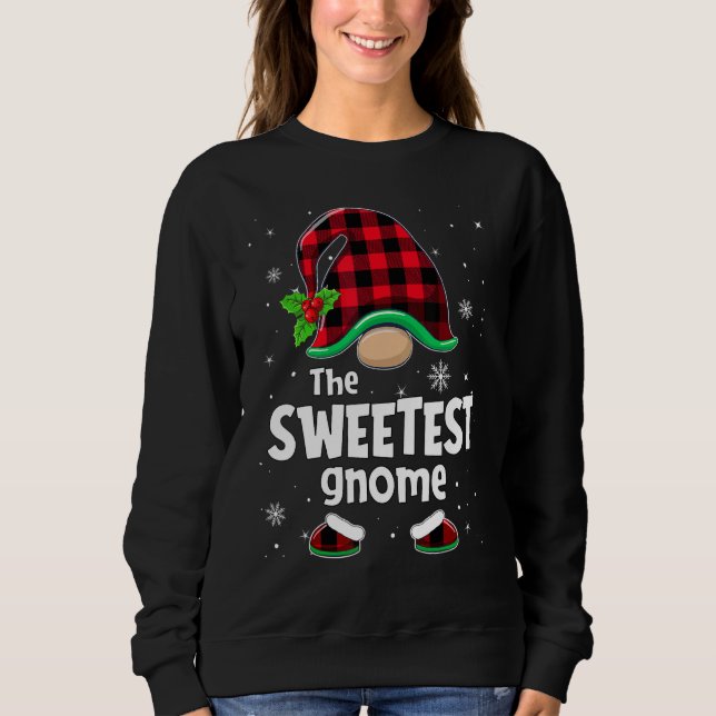 The Sweetest Gnome Buffalo Plaid Christmas Matchin T Shirt (Framsida)