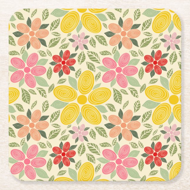 The Swirl Garden Coaster Underlägg Papper Kvadrat (Framsidan)