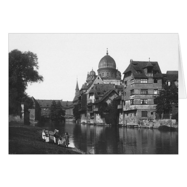 The synagogue at Nürnberg, 19.10 Hälsningskort (Framsidan Horizontal)