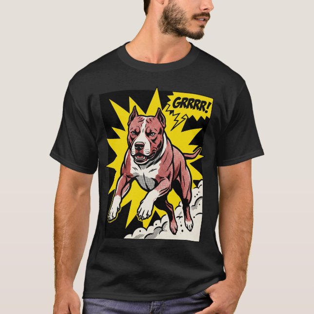The Synthwave Pittie: Retro Neon Amerikansk Pit Bu T Shirt (Framsida)