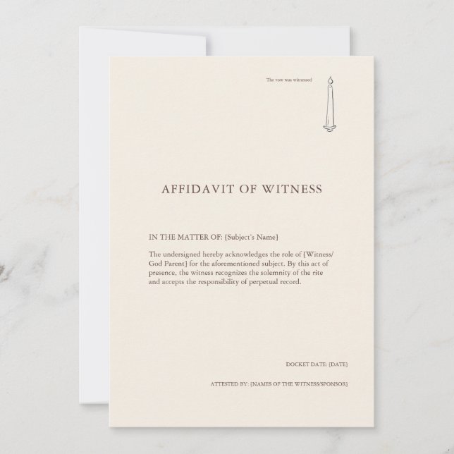 The Taper Flame- Minimalist Sacrament Witness Card (Framsida)