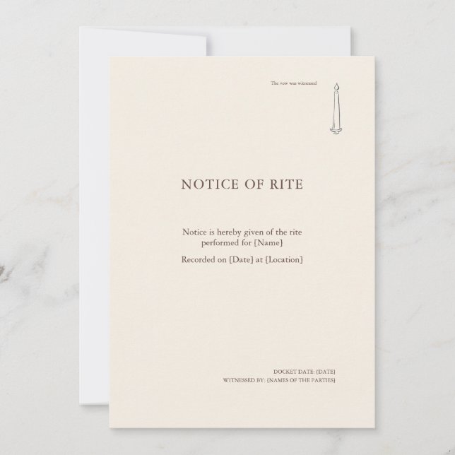 The Taper Flame- Religious Rite Notice Invitation Inbjudningar (Framsida)
