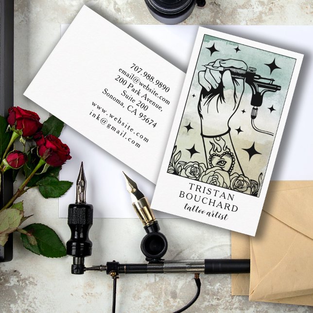 The Tattoo Artist Tarot Business Card Visitkort (Skapare uppladdad)