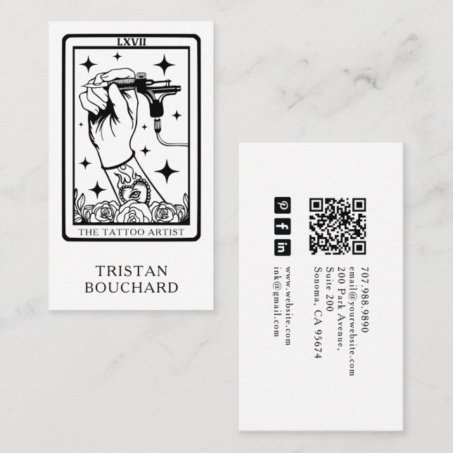 The Tattoo Artist Tarot Business Card Visitkort (Fram/baksida)