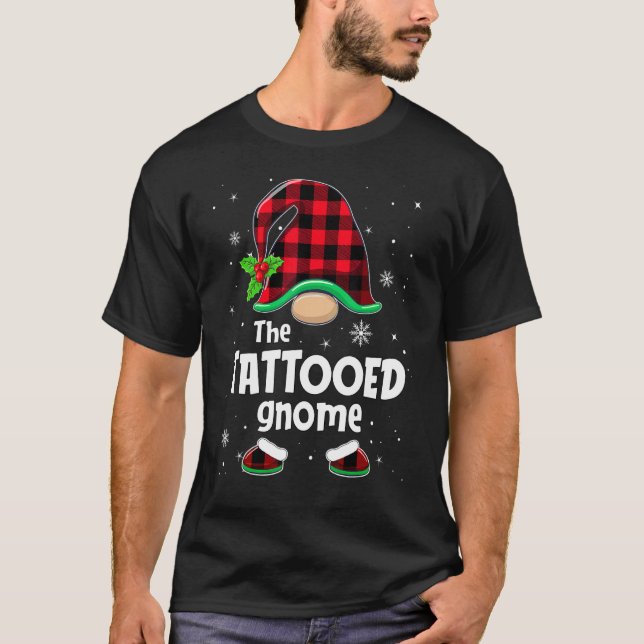 The Tattooed Gnome Buffalo Plaid Christmas Matchin T Shirt (Framsida)