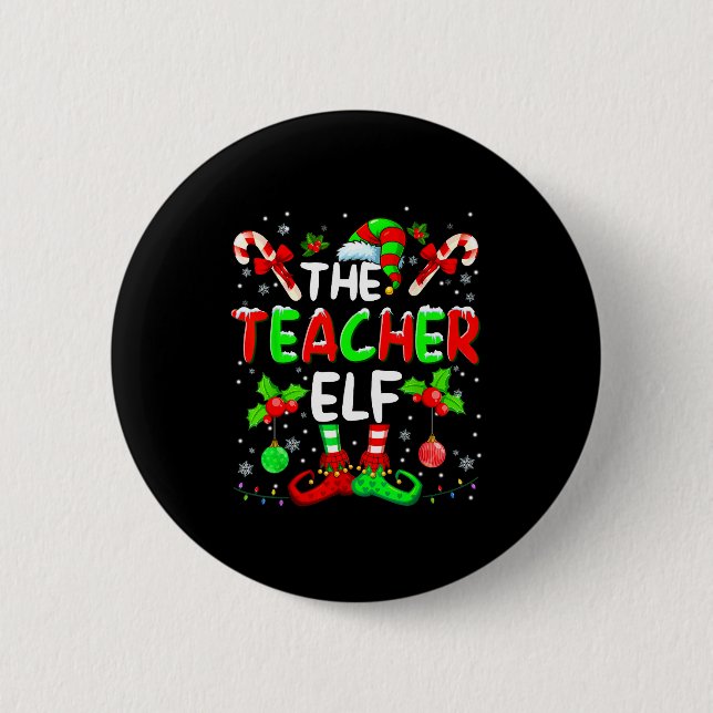 The Teacher Elf Costume Pajamas Pjs Christmas Xmas Knapp (Framsida)