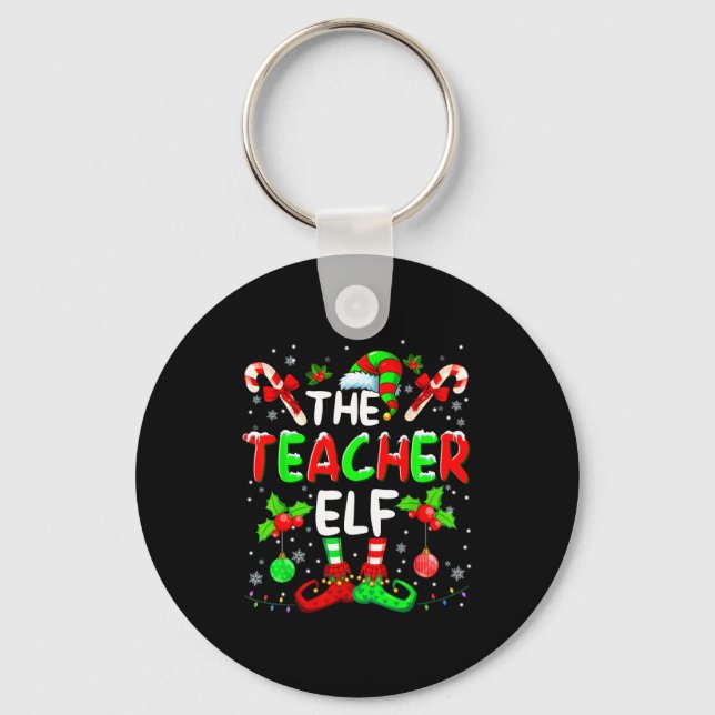 The Teacher Elf Costume Pajamas Pjs Christmas Xmas Nyckelring (Framsida)