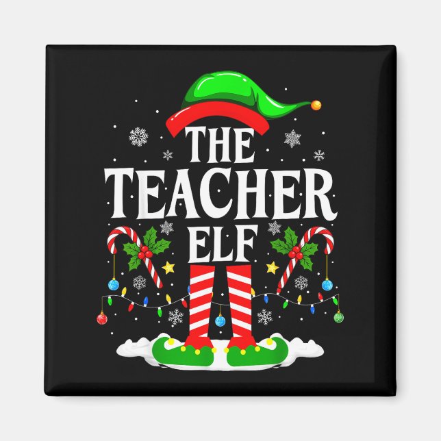 The Teacher Elf Funny Xmas Teachers Christmas Teac Magnet (Framsidan)