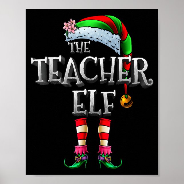 The Teacher Elf Shirt Matching Family Funny Christ Poster (Framsidan)